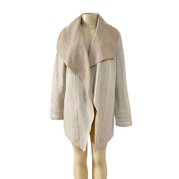 For Cynthia Beige Wool Blend Large‎ Long Collar Open Cardigan - Picture 2 of 7